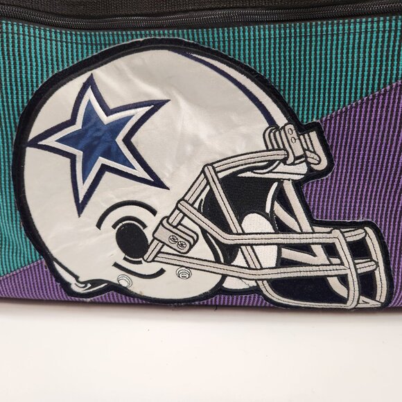 Dallas Cowboys Duffle Bag Helmet Star Logo Vtg 90s Purple Teal Gym Athletic - Picture 2 of 14